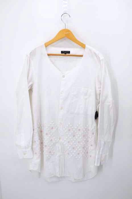 COMME des GARCONS HOMME PLUS(コムデギャルソンオムプリュス) AD2013 13AW The Tree of Youth 期 断ち切りドット刺繍ノーカラーシャツ メンズ トップス