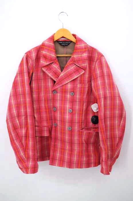COMME des GARCONS HOMME PLUS（コムデギャルソンオムプリュス） AD2004 05SS LOOK19 ピンクパンサー チェック柄ダブルジャケット メンズ アウター