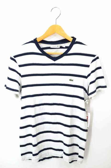 LACOSTE （ラコステ） Regular Fit ボーダーVネックTシャツ メンズ トップス