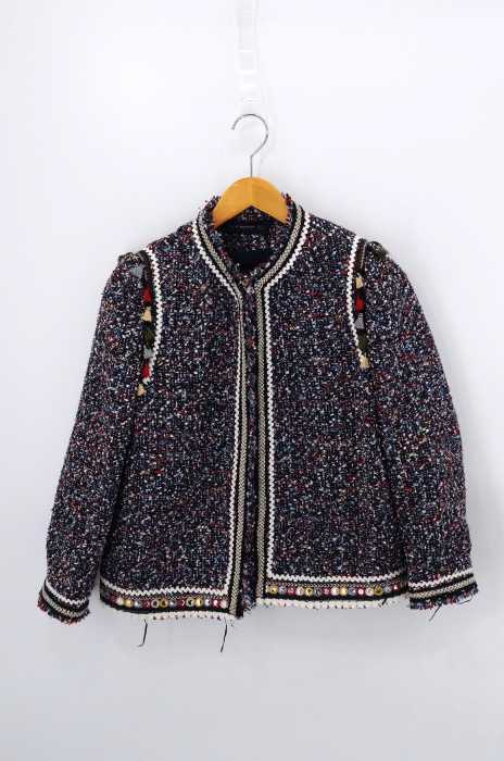 ZARA WOMAN （ザラ ウーマン） 総柄　ノーカラージャケット レディース アウター