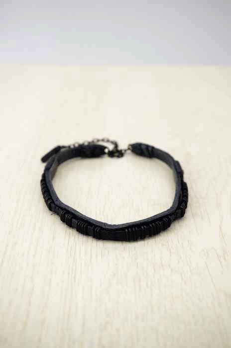BLACK TRIANGLE DESIGN（ブラックトライアングルデザイン） チェーン装飾レザースレット メンズ ファッション雑貨