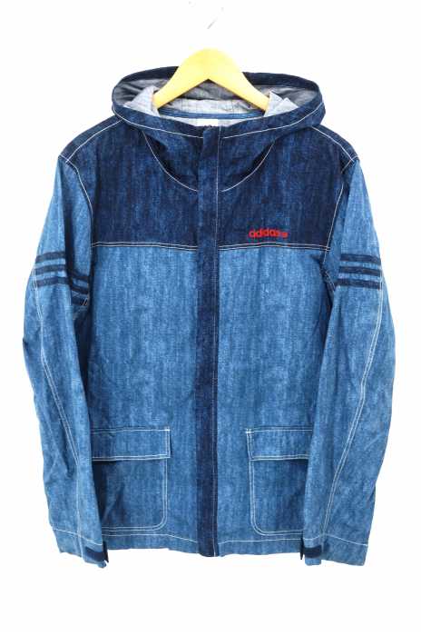 adidas neo label （アディダスネオレーベル） デニムミックス シャツ地ジップパーカー メンズ アウター