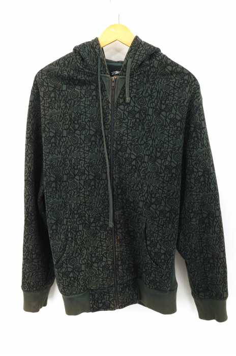 STUSSY （ステューシー） 総柄ジップアップパーカー メンズ トップス
