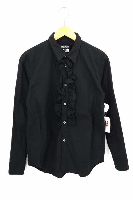 BLACK COMME des GARCONS （ブラックコムデギャルソン） AD2015 16SS フロントフリル装飾コットンボタンシャツ メンズ トップス