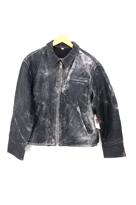 ECHTES LEDER（） シングルライダースジャケット クラック加工 メンズ アウター