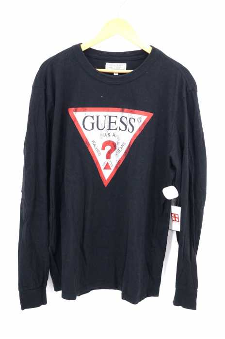 GUESS（ゲス） USED加工 ロゴプリントロングスリーブTシャツ メンズ トップス
