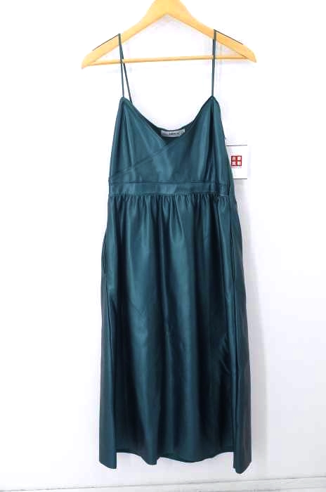 ZARA KNIT（ザラニット） フェイクレザー ニットドッキングキャミワンピース レディース ワンピース