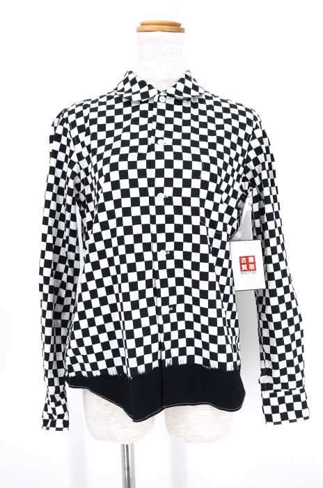 BLACK COMME des GARCONS （ブラックコムデギャルソン） AD2010 グラデーション丸襟チェッカーシャツ レディース トップス