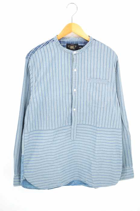 RRL RALPH LAUREN （ダブルアールエル ラルフローレン） ストライプ柄バンドカラープルオーバーシャツ メンズ トップス