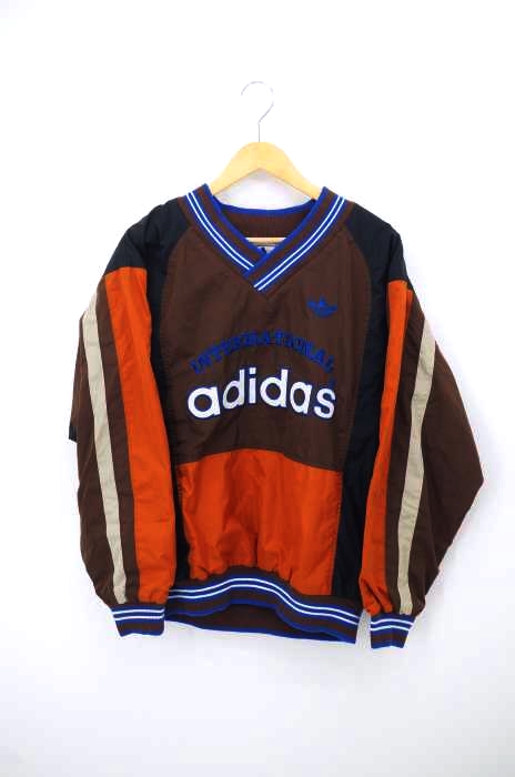 adidas（アディダス） 90S Vネック ロゴ刺繍プルオーバー レディース トップス