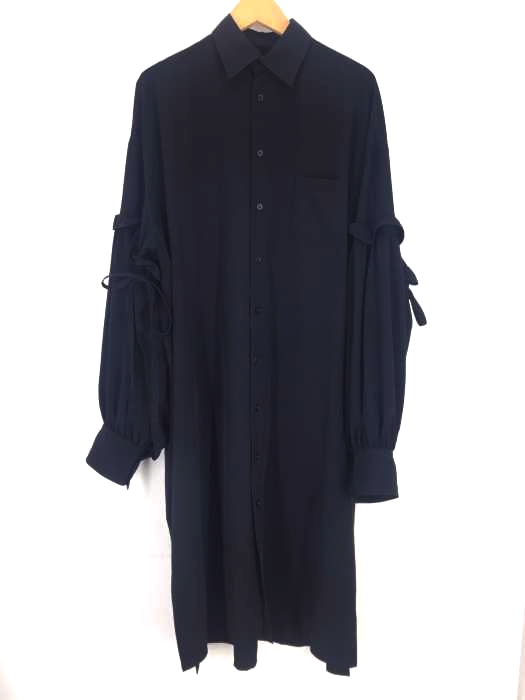 B yohji yamamoto（ビーヨウジヤマモト） 19AWアームフリル切替ロングシャツワンピース レディース トップス