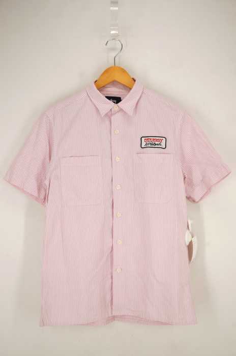 STUSSY （ステューシー） 胸ワッペンストライプ柄半袖ワークシャツ メンズ トップス