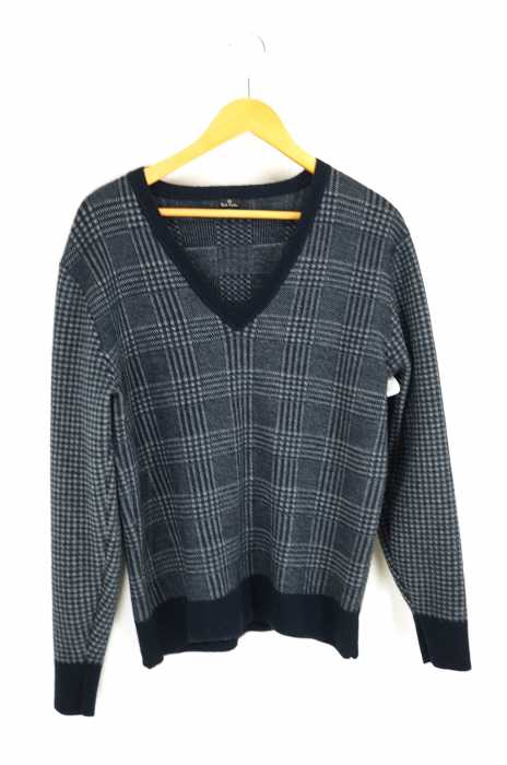 PS Paul Smith (ピーエスポールスミス) チェック柄Vネック長袖セーター メンズ トップス