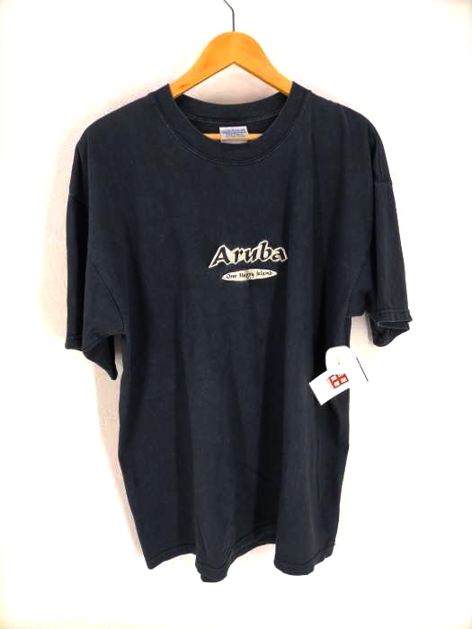 USED古着（ユーズドフルギ） GILDANボディ Aruba One Happy Islans 刺繍クルーネックTシャツ メンズ トップス