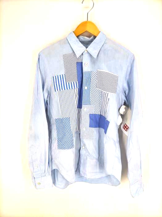 COMME des GARCONS HOMME（コムデギャルソンオム） AD2015 ストライプチェック切替パッチワークシャツ メンズ トップス