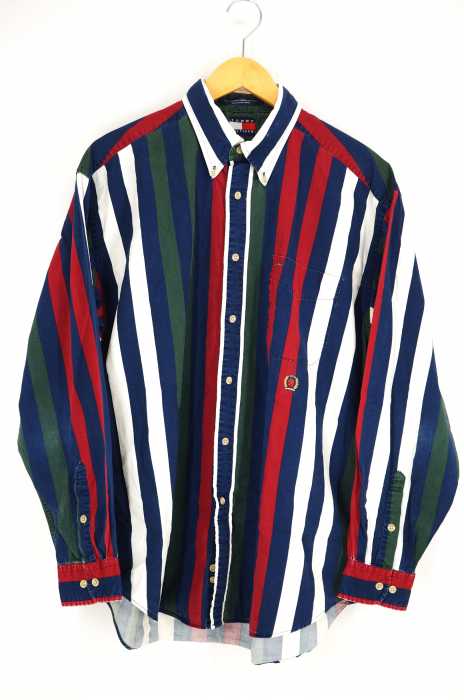 TOMMY HILFIGER (トミーヒルフィガー) 90S マルチストライプ柄BDシャツ メンズ トップス