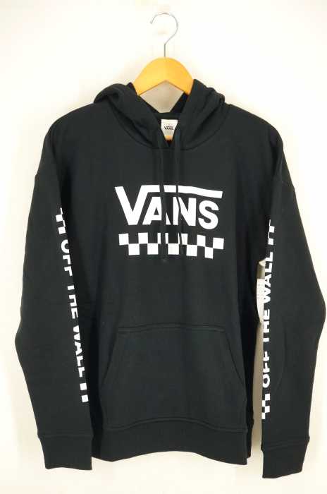 VANS （バンズ ） フロントロゴ 袖オフザウォールプリント プルオーバーパーカー レディース トップス