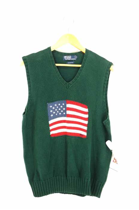 Polo by RALPH LAUREN (ポロバイラルフローレン) 星条旗柄 Vネックニットベスト メンズ トップス