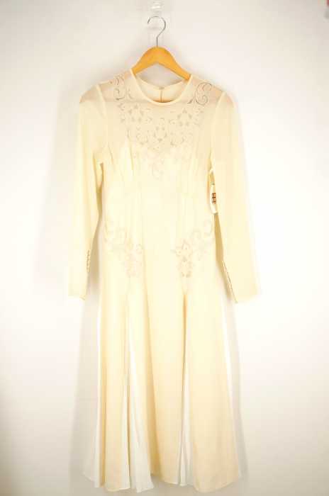self-portrait （セルフポートレイト） Ivory Embroidered Midi Dress プリース切替ワンピース レディース ワンピース
