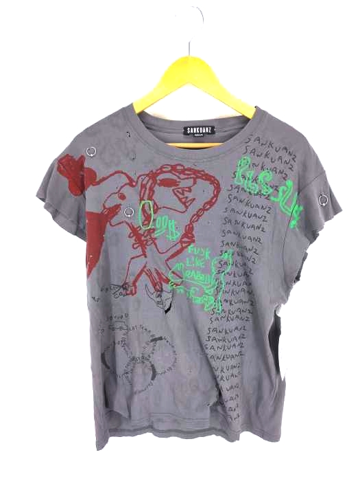 SANKUANZ（サンクアンズ） ピアス付きデストロイ加工Tシャツ メンズ トップス