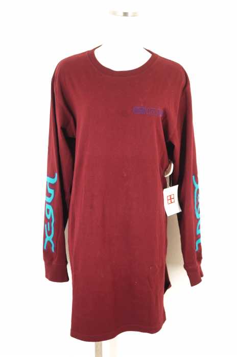 X-girl (エックスガール) FLOCK LOGO L/S TEE DRESS フロッキーロゴプリントワンピース レディース トップス