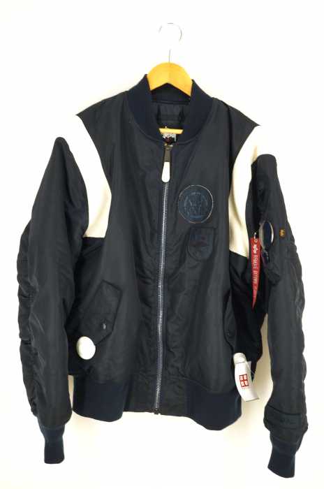ALPHA INDUSTRIES × STUSSY（アルファインダストリーズ ステューシー） 25周年記念 ニット切替 MA-1 ジャケット メンズ アウター