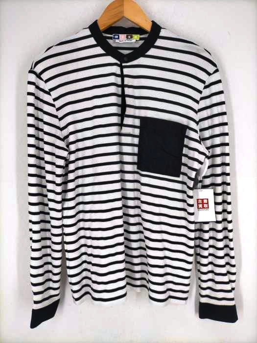 MSGM(エムエスジーエム) ヘンリーネックボーダーカットソー メンズ トップス
