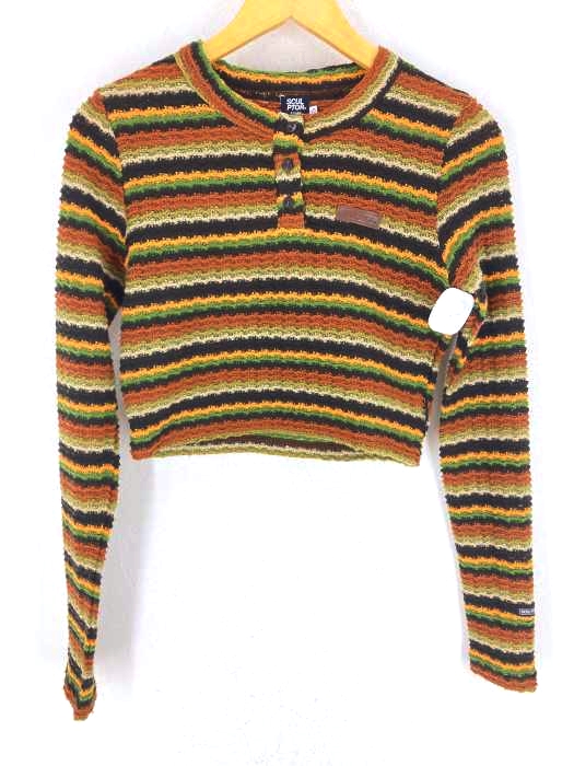 SCUL PTOR（スカルプター） STRIPE KNIT CROP TOP ストライプニットクロップトップス レディース トップス