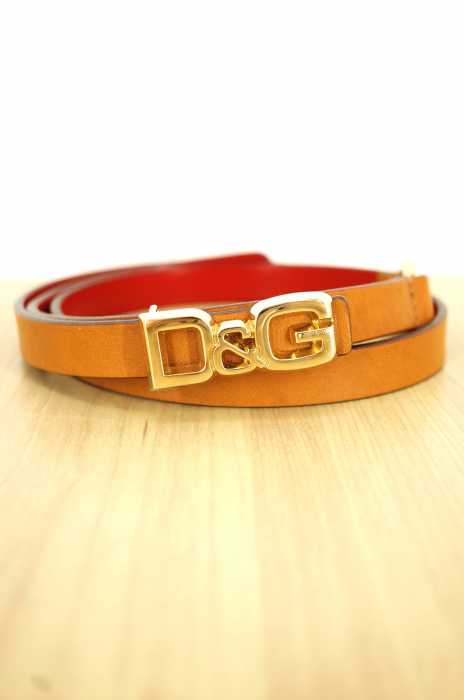 D&G DOLCE&GABBANA  （ディーアンドジー ドルチェアンドガッパーナ） ロゴバックルナローレザーベルト メンズ ファッション雑貨