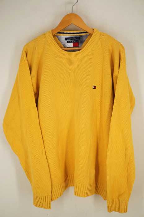 TOMMY HILFIGER （トミーヒルフィガー） 90S 胸ロゴ刺繍前Vコットンニット メンズ トップス