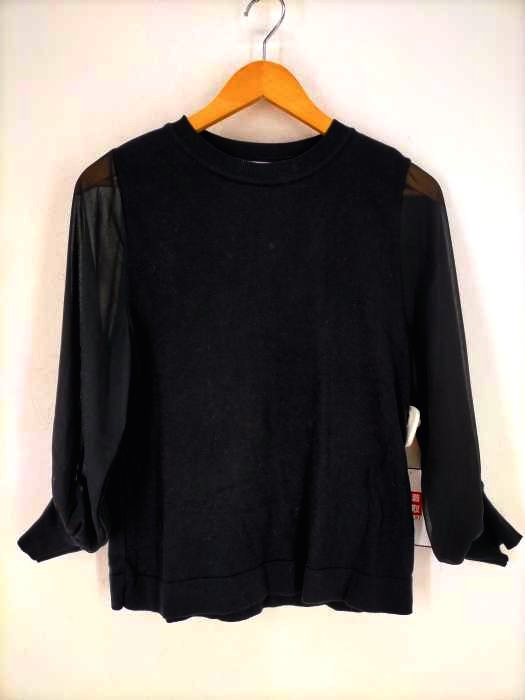 BEAUTY＆YOUTH UNITED ARROWS（ビューティーアンドユース ユナイテッドアローズ） シフォンドッキング8分袖ニットプルオーバー レディース トップス