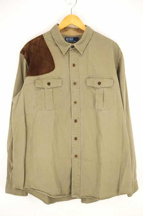 Polo by RALPH LAUREN (ポロバイラルフローレン) ショルダーレザーパッチサファリシャツ メンズ トップス