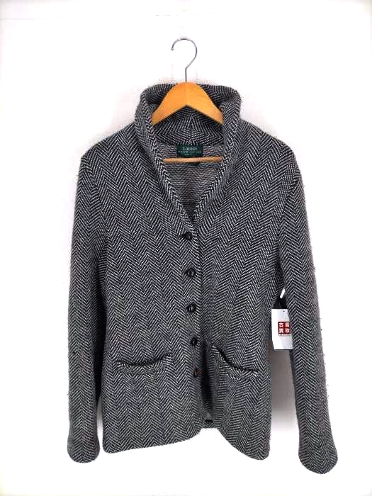 LAUREN RALPH LAUREN(ローレンラルフローレン) ショールカラー ヘリンボーン ウールカーディガン 胡桃ボタン レディース トップス