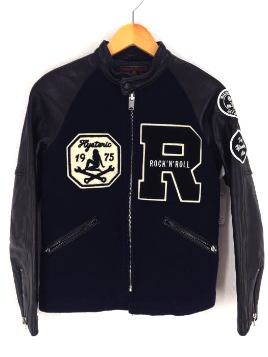 HYSTERIC GLAMOUR（ヒステリックグラマー） ワッペン レザー スタジャン ジャケット メンズ アウター