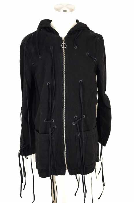 ZARA MAN (ザラマン) デザインレースアップジップアップパーカー メンズ トップス