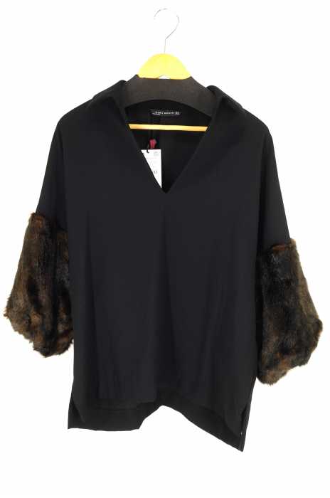 ZARA BASIC (ザラベーシック) 袖ファーシフォンブラウス レディース トップス