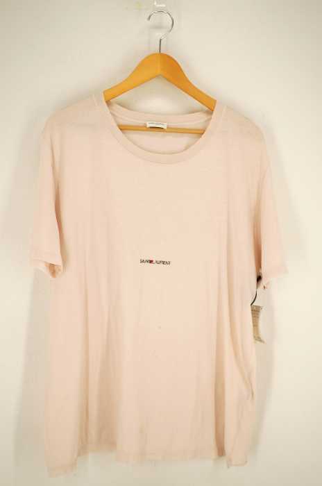SAINT LAURENT PARIS (サンローランパリ) 切りっぱなし加工 センターロゴプリントTシャツ メンズ トップス