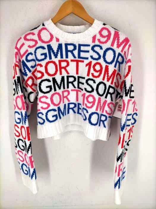 MSGM(エムエスジーエム) 総柄マルチカラーショートニット レディース トップス