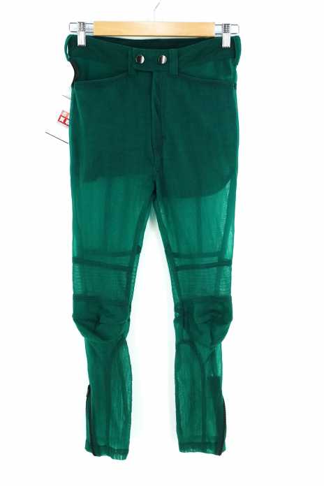 Ann DEMEULEMEESTER (アンドゥムルメステール) TROUSERS GRYPHON EMERALD シースルーデザインバイカーパンツ メンズ パンツ