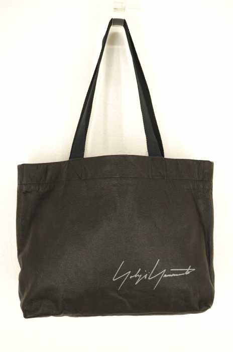 Yohji Yamamoto（ヨウジヤマモト） 青山店 シグネチャーロゴプリントカウレザートートバッグ メンズ バッグ
