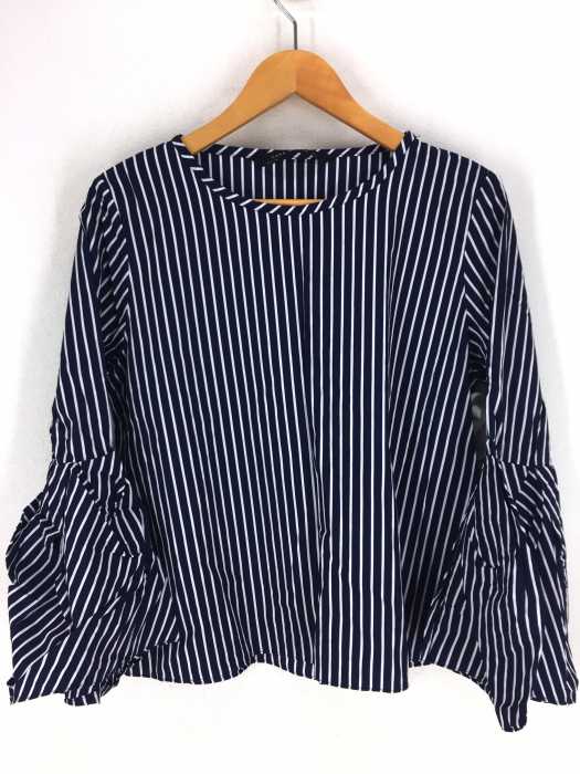 ZARA WOMAN(ザラ ウーマン) ボリュームスリーブ ストライプカットソーシャツ レディース トップス