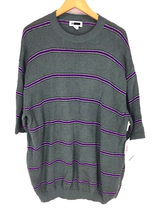 H BEAUTY & YOUTH UNITED ARROWS(エイチビューティーアンドユースユナイテッドアローズ) BORDER KNIT PULLOVER リネン混ボーダー柄クルーネックコットンニット メンズ トップス