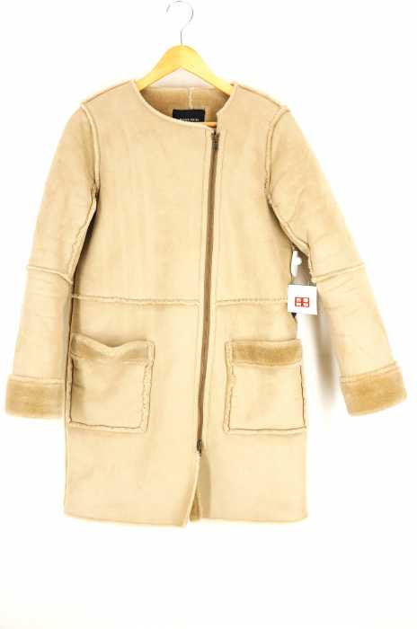 ROSE BUD (ローズバッド) NO-COLLAR FRONT ZIP COAT ノーカラームートンコート レディース アウター