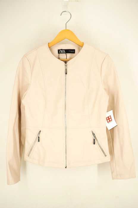 ZARA（ザラ） ノーカラーフェイクレザージャケット レディース アウター