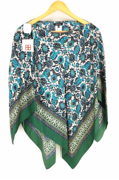 pas de calais（パドカレ） スカーフ柄シルクポンチョブラウス レディース トップス