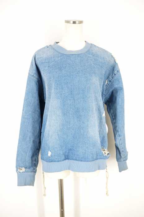 ZARA WOMAN (ザラ ウーマン) ブリーチ加工サイドジップトレーナー レディース トップス