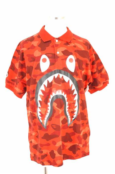 A BATHING APE （アベイシングエイプ） CAMO SHARK POLO SHIRTS シャーク ポロシャツ メンズ トップス