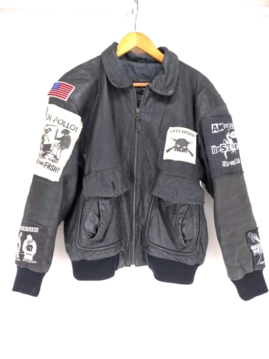 USED古着（ユーズドフルギ） ワッペンレザージャケット メンズ アウター