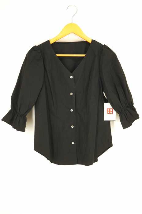 BLACK by moussy(ブラックバイマウジー) gather v neck 7sleeve blouse レディース トップス