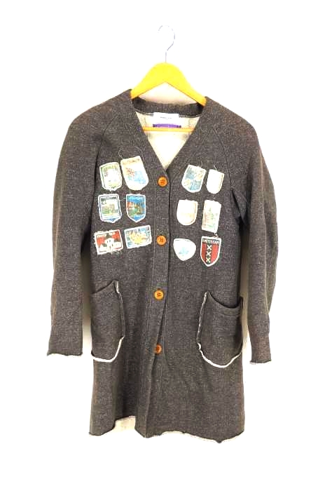 Americana×les Briqua* braque(アメリカーナ レプリカブラック) フロント刺繍ロングスウェット生地カーディガン レディース トップス
